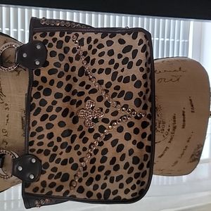 Raviani leather and real hide purse